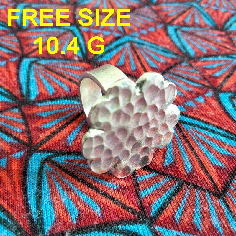 Fine Silver Rings Sterling 925 &euml;&deg;�&igrave;&sect;� Craft Free Size Solid Hammer Vintage Styles