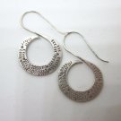 Fine Silver Earrings Hill Tribe Orecchini Spiral Hooks Vintage Texture Collectib