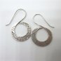 Fine Silver Earrings Hill Tribe Orecchini Spiral Hooks Vintage Texture Collectib