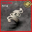 FINE SILVER RINGS 925 STERLING リング BAGUE ADJUSTABLE SIZE LUXURY SPLASH LONG RING FINE SILVER RINGS 925 STERLING リング BAGUE ADJUSTABLE SIZE LUXURY SPLASH LONG RING