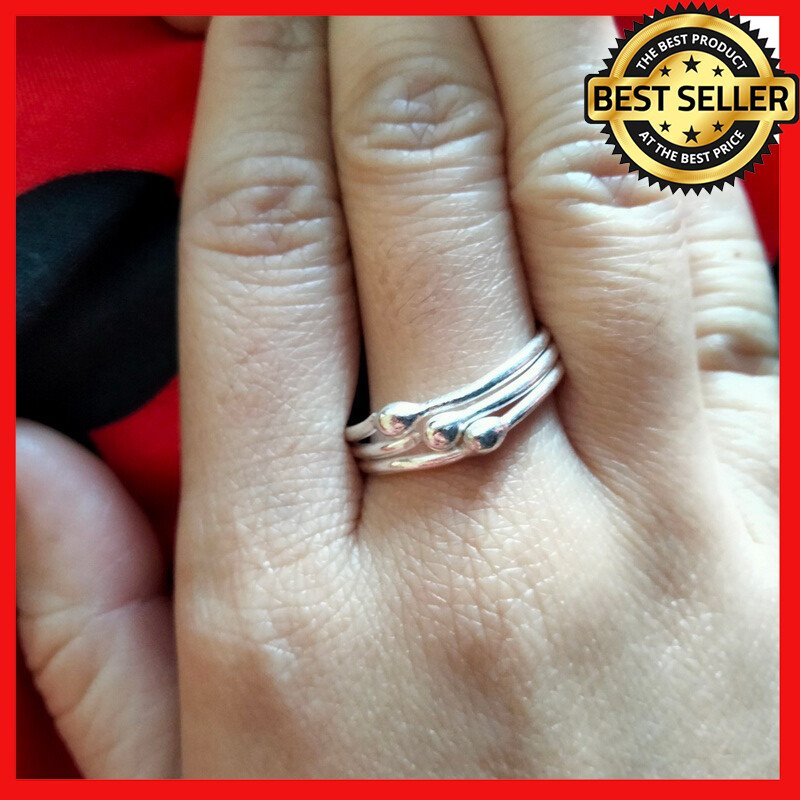 Fine Silver Rings Sterling 925 &euml;&deg;�&igrave;&sect;� Craft Cute Fashion Triple Rounds Studs
