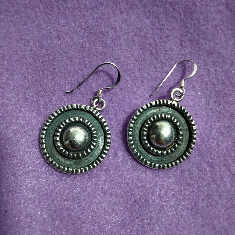 FINE SILVER EARRINGS 925 STERLING CRAFT VINTAGE TRIBAL JEWELRY WOMEN LOT1742