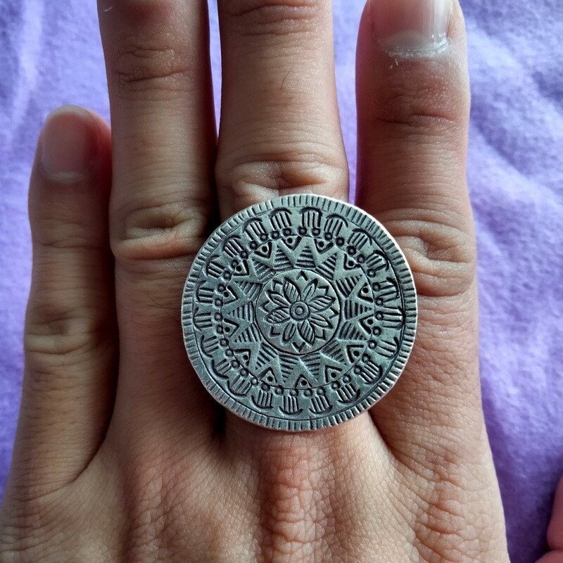 FINE SILVER RINGS 925 STERLING FFONIWCH f&Atilde;&iexcl;inne ADJUSTABLE SIZE ROUND SUNNY R7722