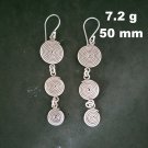 FINE SILVER EARRINGS 925 STERLING CRAFT Dangle 7g Hill Tribe Triple 23208