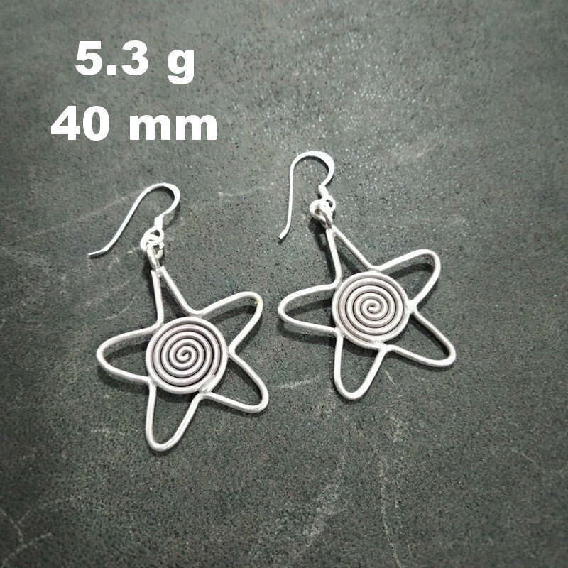 FINE SILVER EARRINGS 925 STERLING CRAFT Dangle 5g Filigree Star line L1907