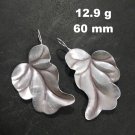 FINE SILVER EARRINGS 925 STERLING CRAFT Dangle 12g Big Nature Leaf L1910