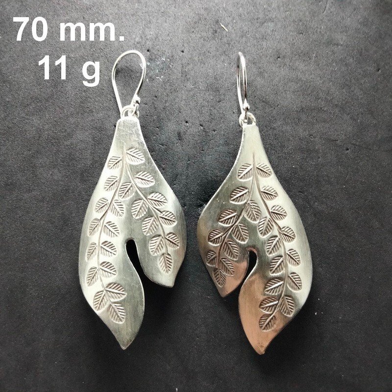 FINE SILVER EARRINGS 925 STERLING CRAFT Hook 11g LOT18 Dangle Big Leaf 27