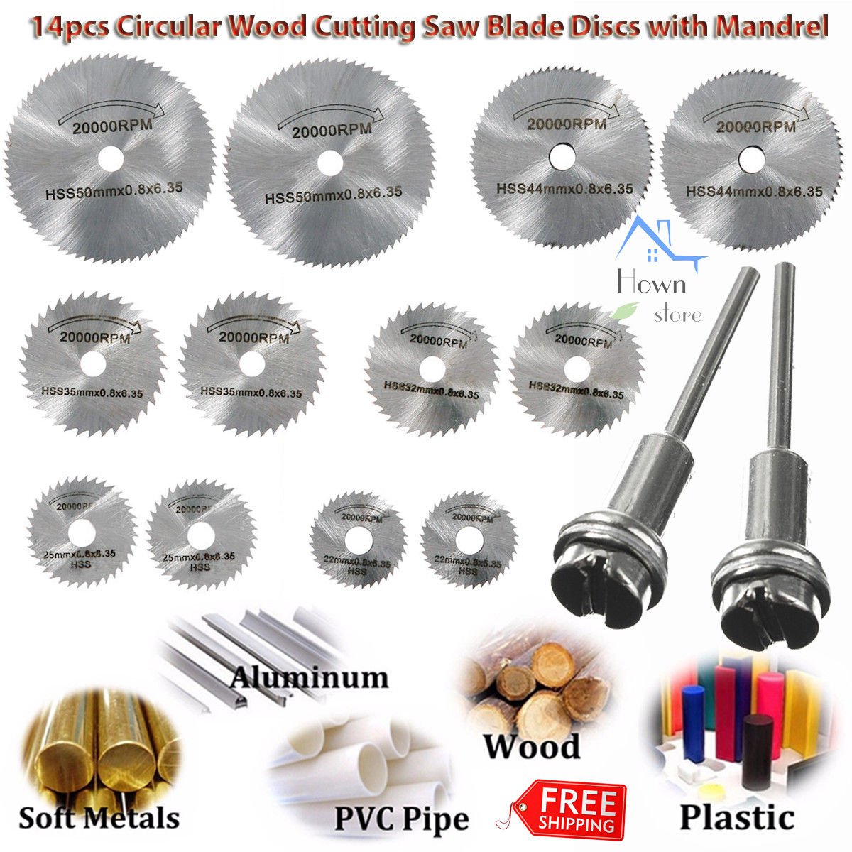 Circular Saw Blade HSS Wood Cut Rotary Discs Mandrel Cutoff Wheel Set Diy