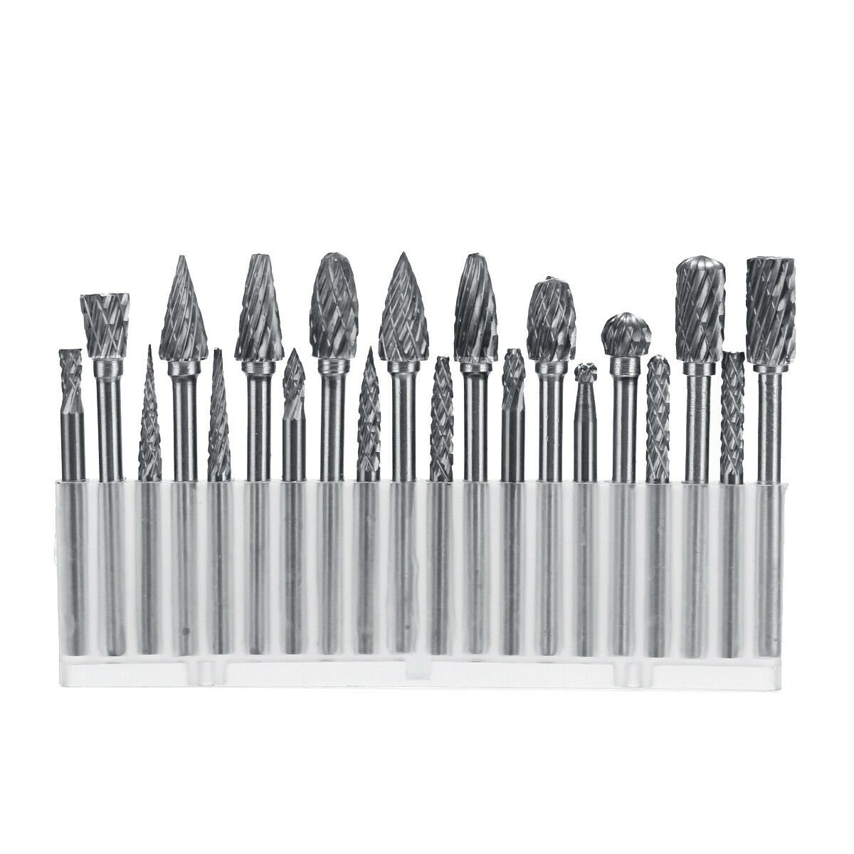 Carbide Burr Set 20pcs Double Cut 1/8 Inch Shank with 1/4 Head Tungsten