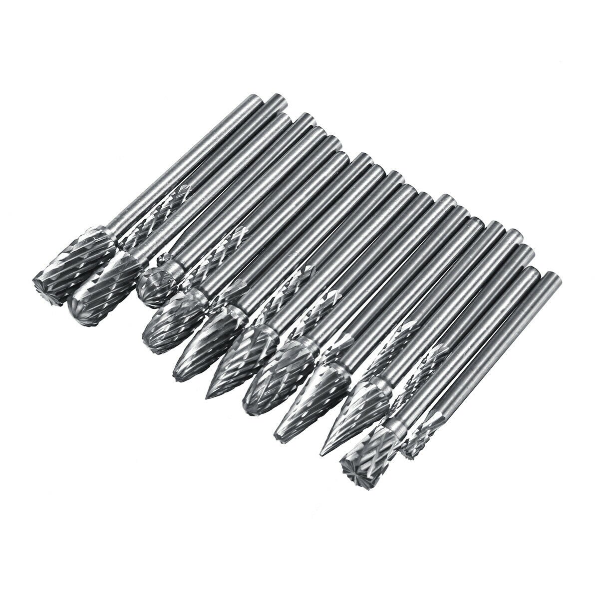 Carbide Burr Set 20pcs Double Cut 1/8 Inch Shank with 1/4 Head Tungsten