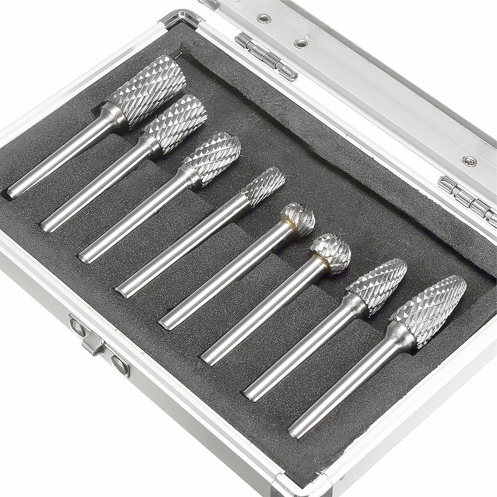 Carbide Burr Set 1/4 Inch Shank Diameter Double Cut Edge Rotary File Polishing Carving hown store