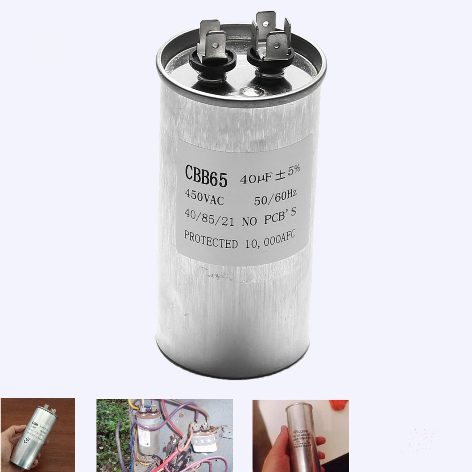CBB65 450VAC 40uF Motor Capacitor Air Conditioner Compressor Start Capacitor Hown - store