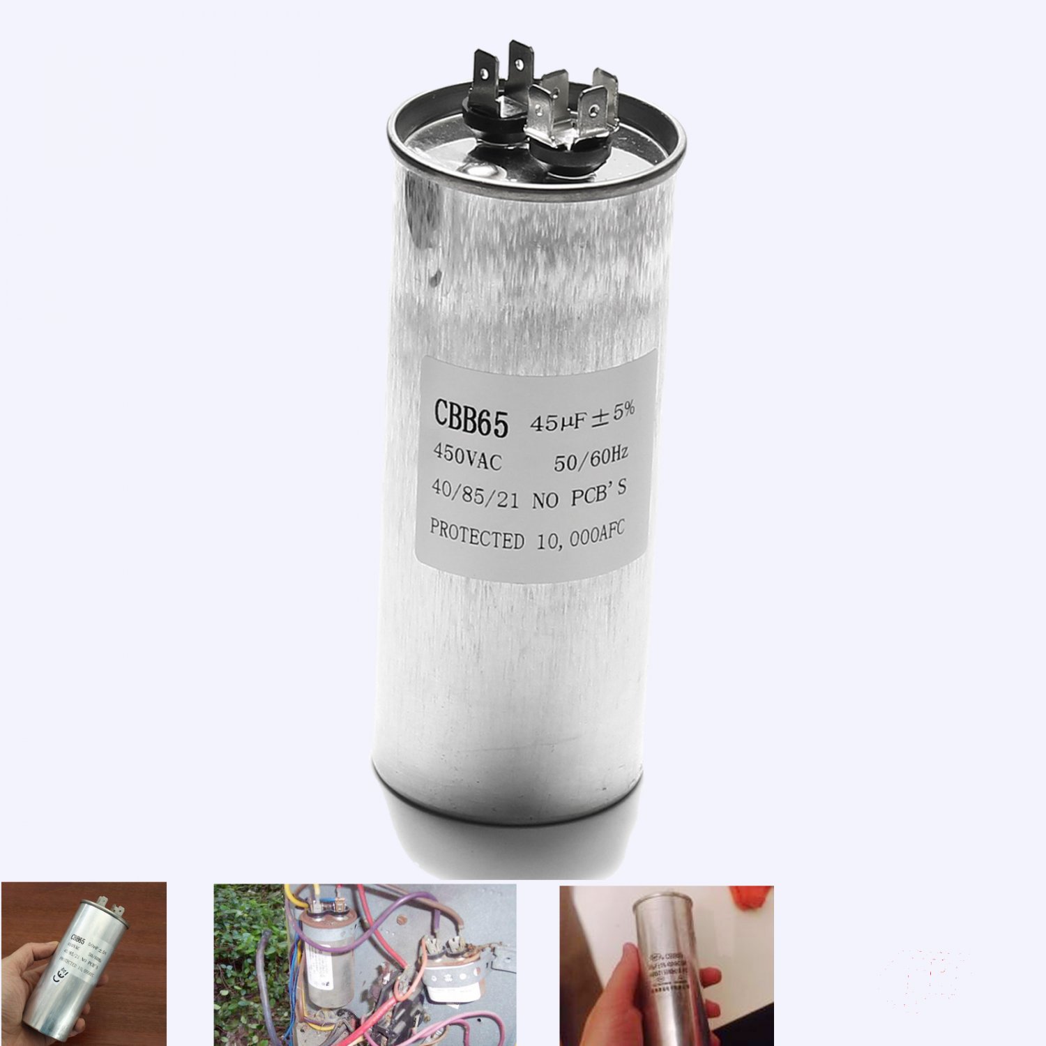 CBB65 450VAC 45uF Motor Capacitor Air Conditioner Compressor Start Capacitor Hown - store