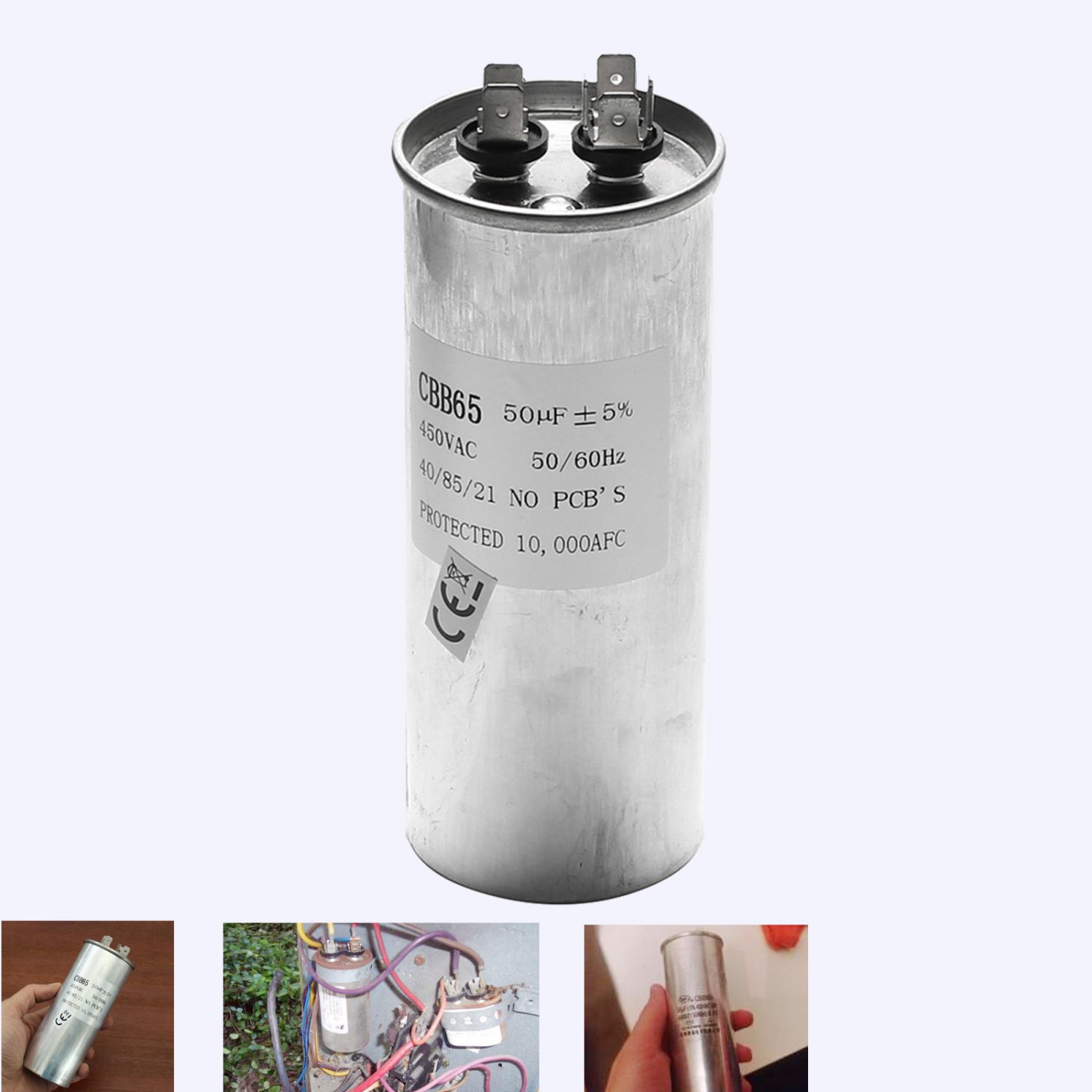 CBB65 450VAC 50uF Motor Capacitor Air Conditioner Compressor Start Capacitor Hown - store