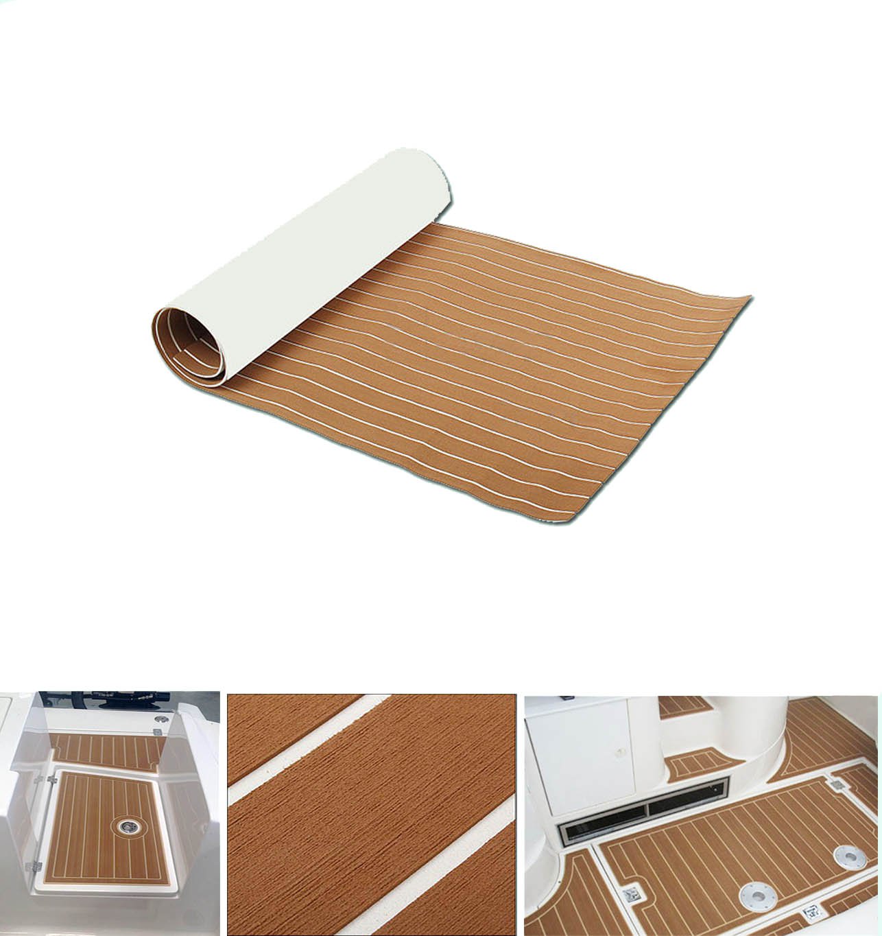 EVA Flooring Foam Boat Faux Teak Mat Pad Decking Light Brown Yacht Hown - store
