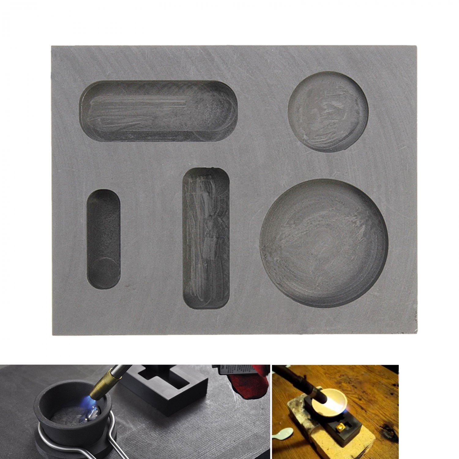 Metal cast Gold Silver Graphite Ingot Mold Jewelry Casting Scrap Refining