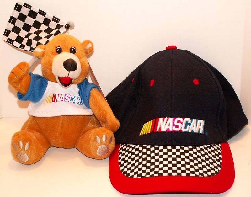 NASCAR Lot: BEAR Bean Bag & Cap! NEW!