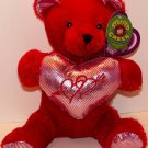 Beautiful BEAR Plush! Silver Hart! STUFFED GREEN! NEW!
