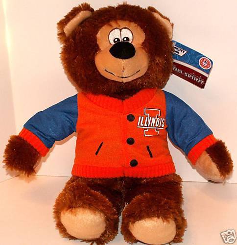 VARSITY ILLINOIS BEAR Plush! 13.5"! NEW! NCAA! OLCP!