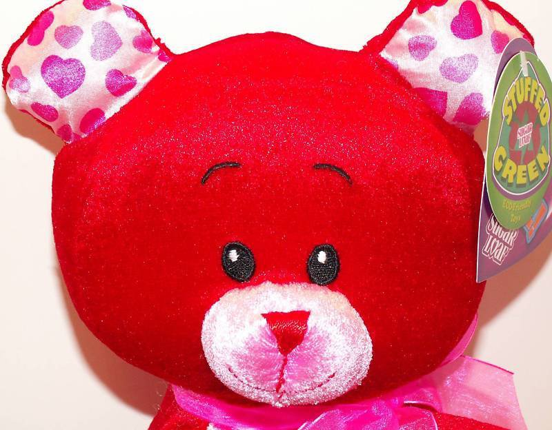 RED BEAR Valentine Plush! STUFFED GREEN! NEW!