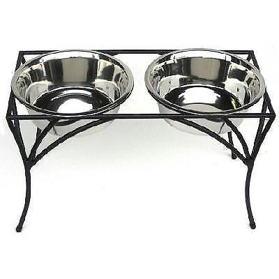 Petsstop LARGE Arbor Double Diner Elevated Dog Food Water Bowls Feeder Stainless
