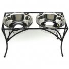 Petsstop LARGE Arbor Double Diner Elevated Dog Food Water Bowls Feeder Stainless
