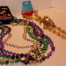 MARDI GRAS Lot #2: 6 Coin Necklaces & 1 Dice Necklace!
