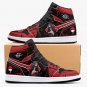 Itachi Ninja Manga Inspired Custom Women High-Top Shoes, Red and Black Akatsuki Sneakers Fan-Made