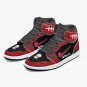 Jutsu It Men High-Top Sneakers, Custom Manga-Inspired Kicks, Bold Ninja Red & Black Shoes