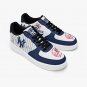 New York Yankees Inspired Baseball Women Sneakers, Pinstripe Fan Shoes, MLB Navy & White Kicks