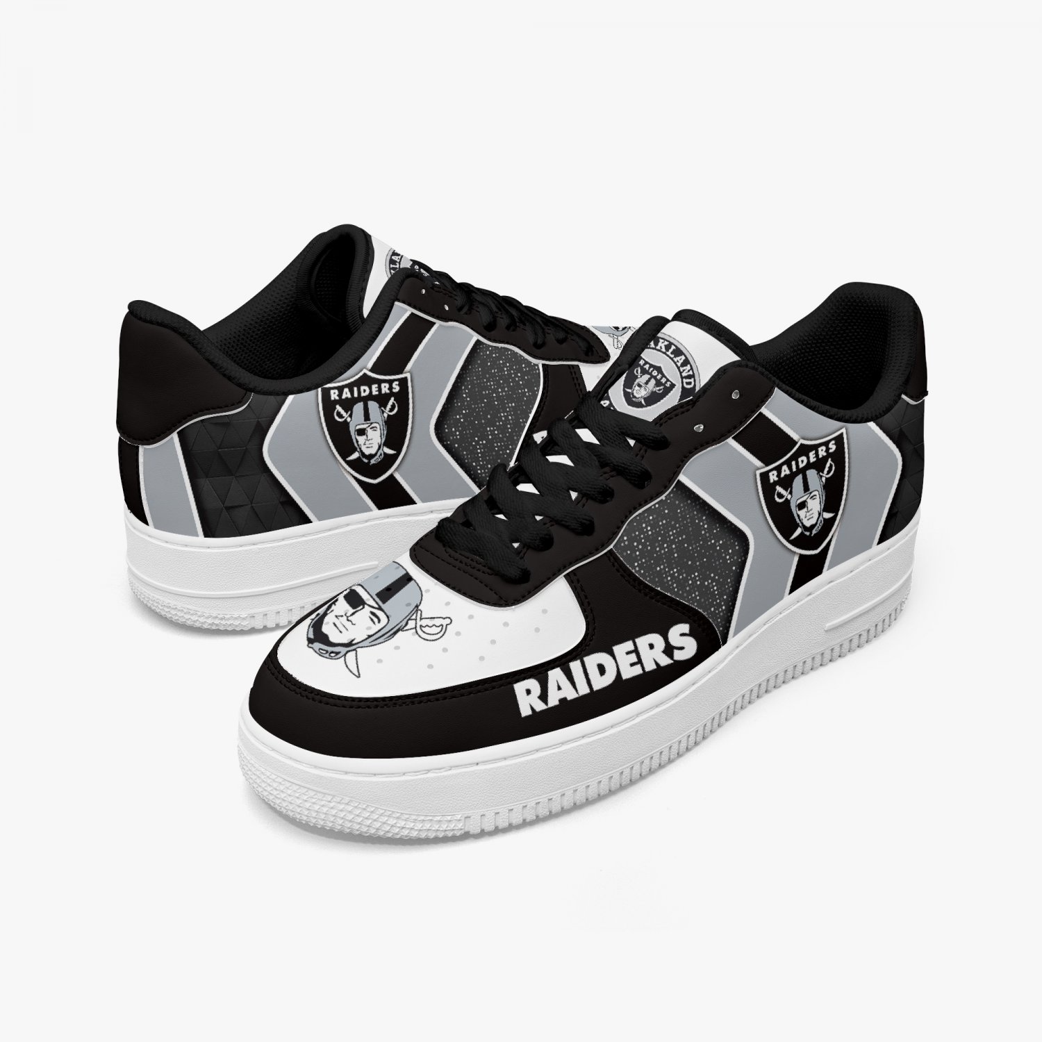 Las Vegas Raiders Custom Women Sneakers, Black & White NFL Team Shoes, Raiders Fan Essential Kicks