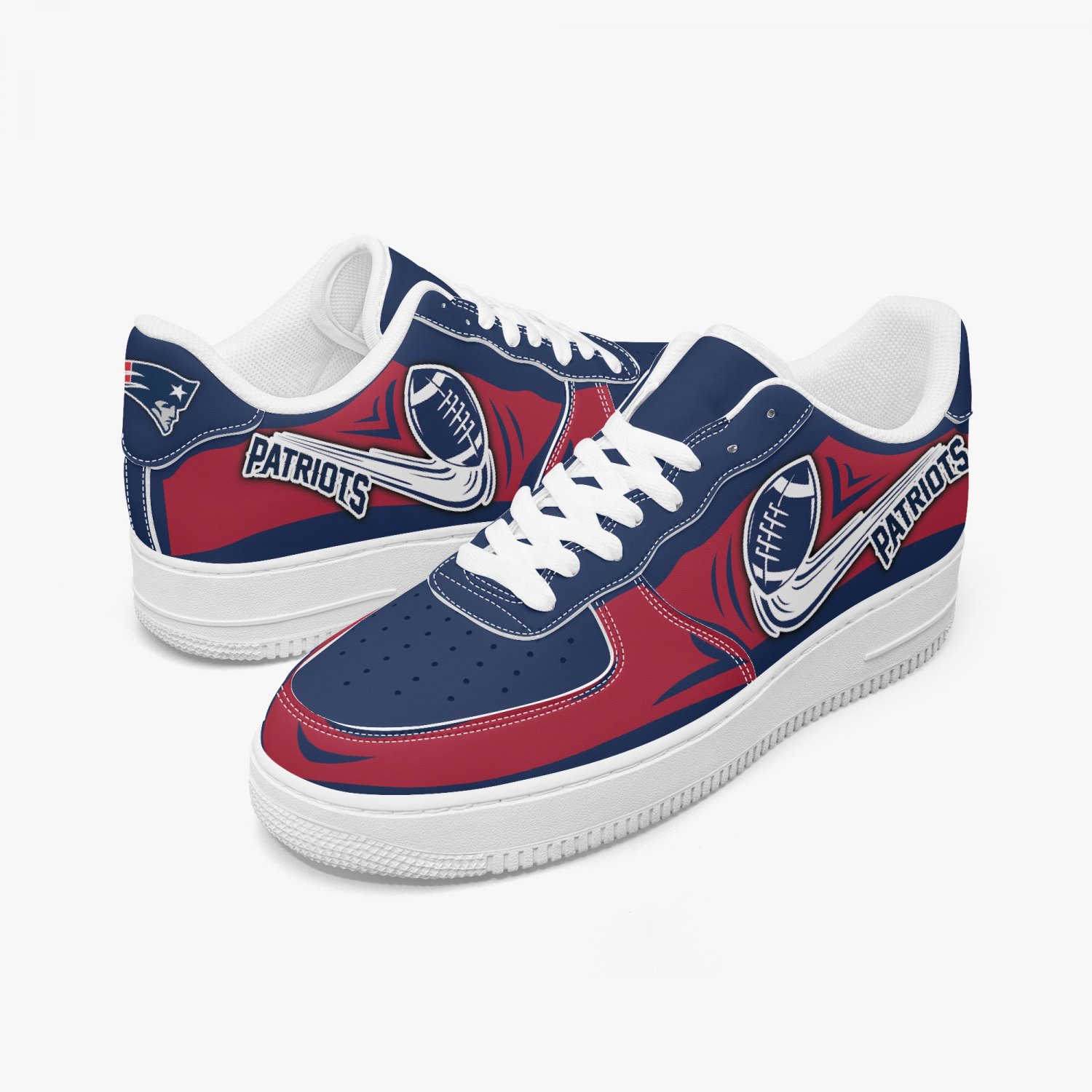 New England Patriots Custom Women Sneakers, Navy & Red NFL Team Shoes, Patriots Fan Game Day Kicks