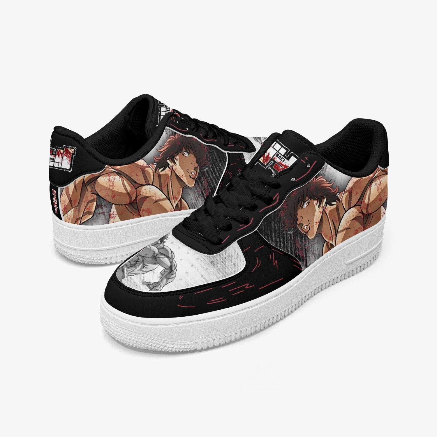 Baki the Grappler Custom Sneakers, Martial Arts Anime Footwear, Fighter