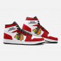 Chicago Blackhawks Inspired Retro Men High-Top Sneakers | Classic Red and White Logo Leather Shoes