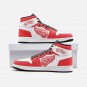 Detroit Red Wings Custom Men High-Top Sneakers |  Red & White Winged Wheel Logo Basketball Shoes