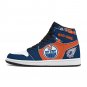 Personalized Edmonton Oilers Custom Name  Men High-Top Sneakers  Exclusive Navy and Orange Fan Shoes