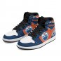 Personalized Edmonton Oilers Custom Name  Men High-Top Sneakers  Exclusive Navy and Orange Fan Shoes