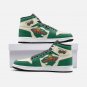 Minnesota Wild Themed Women High-Top Sneakers | Exclusive Green and Cream Team Logo Leather Shoes
