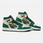 Minnesota Wild Themed Women High-Top Sneakers | Exclusive Green and Cream Team Logo Leather Shoes