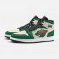 Minnesota Wild Themed Women High-Top Sneakers | Exclusive Green and Cream Team Logo Leather Shoes