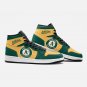 Oakland Athletics Women High-Top Sneakers | Vibrant Green & Yellow Team Logo Shoes