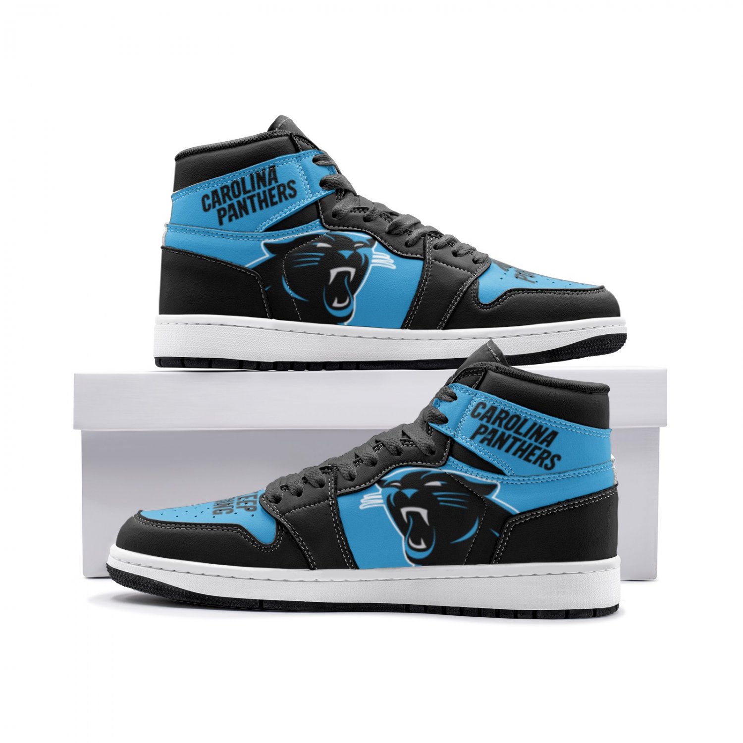 Carolina Panthers Men High-Top Sneakers | NFL Shoes Handmade footwear Custom trainers Fan Sneakers