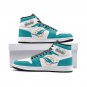Miami Dolphins Men High-Top Sneakers, Custom NFL Team Fan Shoes, Teal and White Sports Fan Footwear
