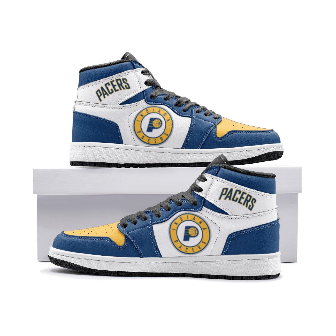 Custom Indiana Pacers Men High-Top Sneakers, NBA Team Logo Basketball Shoes, Fan Gear