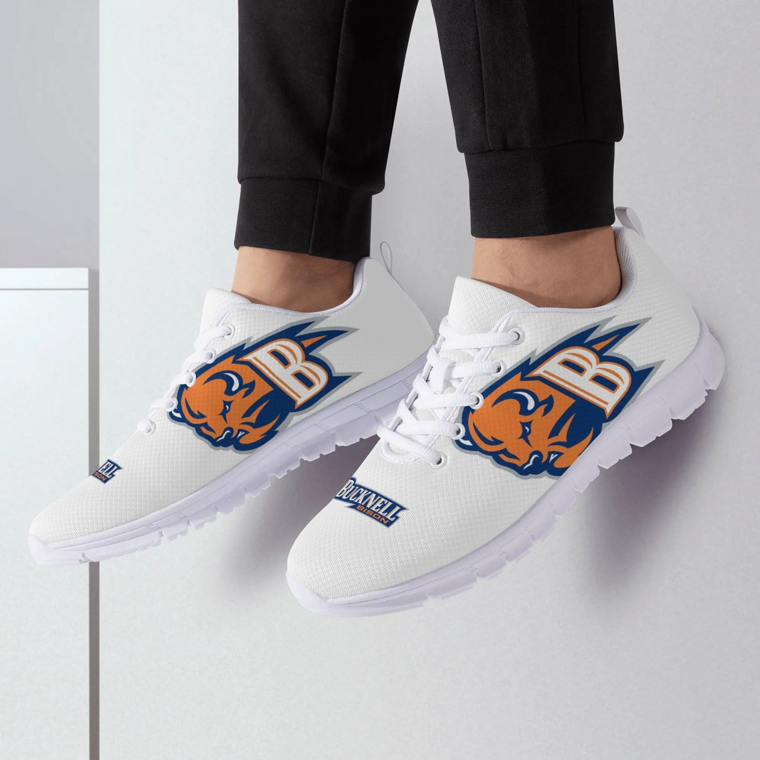 Bucknell Bison Custom White Athletic Men Sneakers - Bucknell University Fan Gear