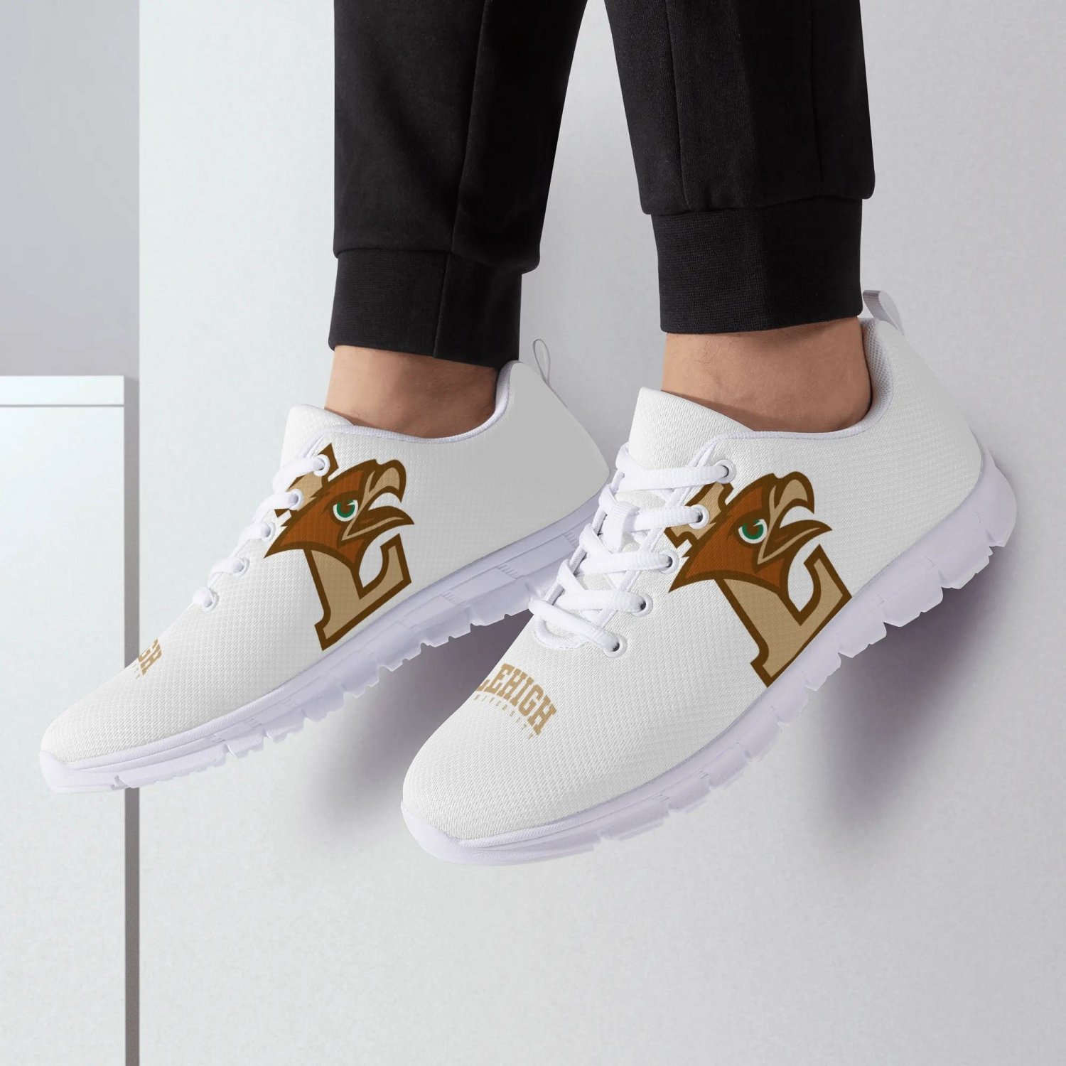 Lehigh Mountain Hawks White Men Sneakers - Custom Athletic Shoes for College Fans
