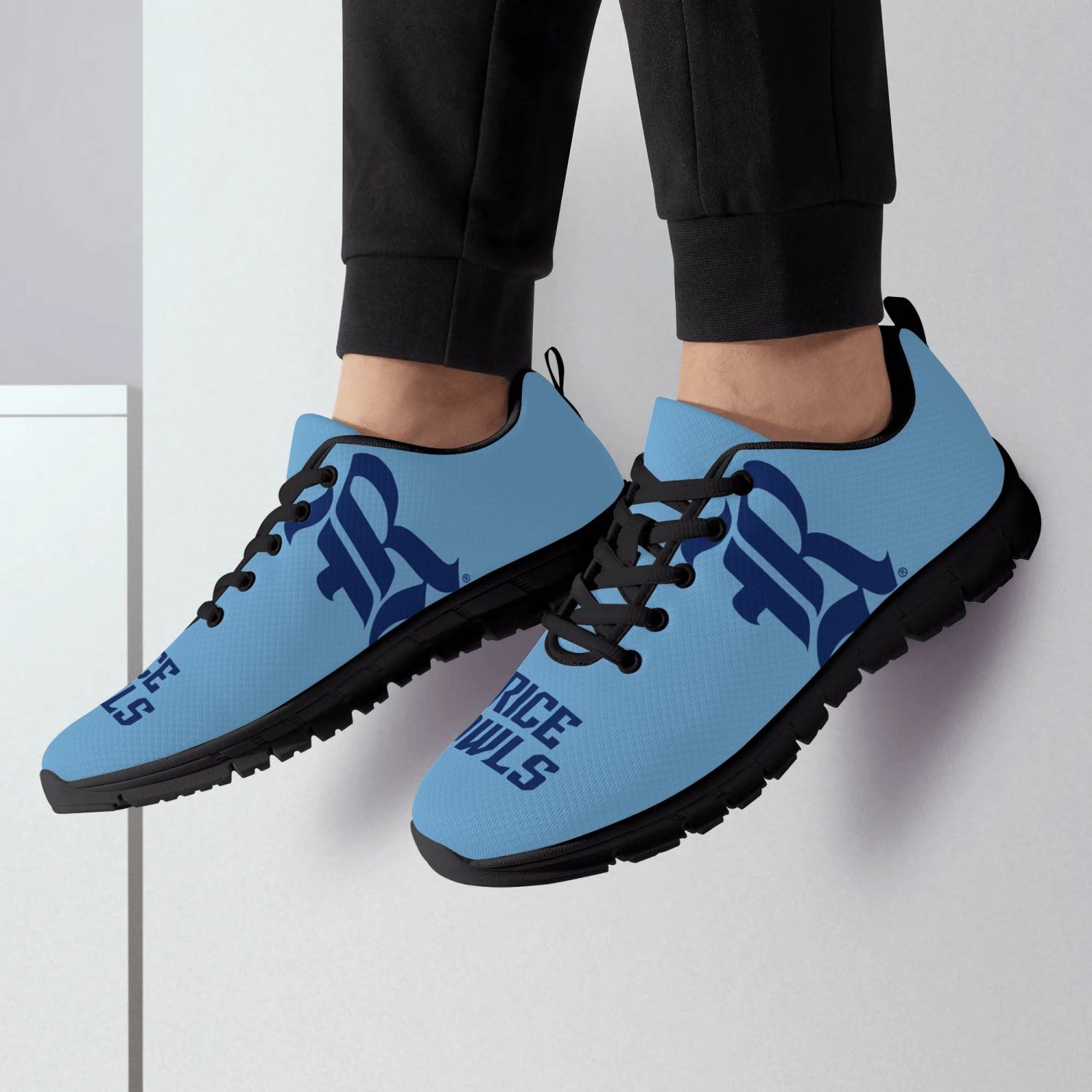 Rice Owls Light Blue Custom Men Sneakers – Show Your Rice University Spirit in Style and Comfort