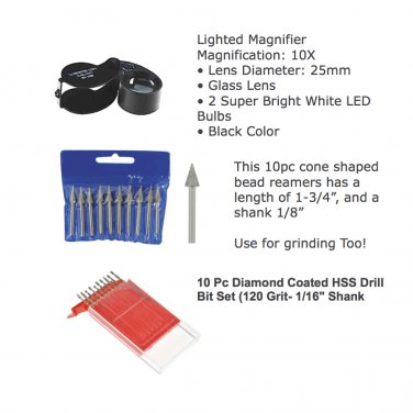 Magnifier Lighted,  Diamond burrs and diamond drill package