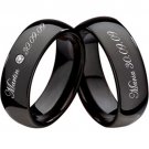 COI Black Tungsten Carbide Ring With Custom Engraving-TG2238