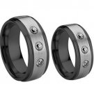 COI Tungsten Carbide Three-stone Wedding Band Ring - TG990